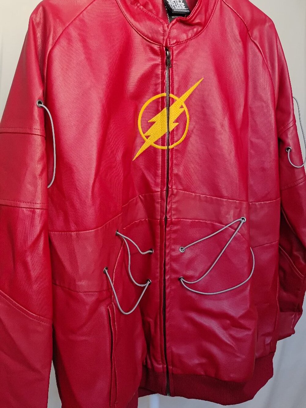 DC Comics Justice League The Flash Faux VEGAN Leather Jacket Size 2X